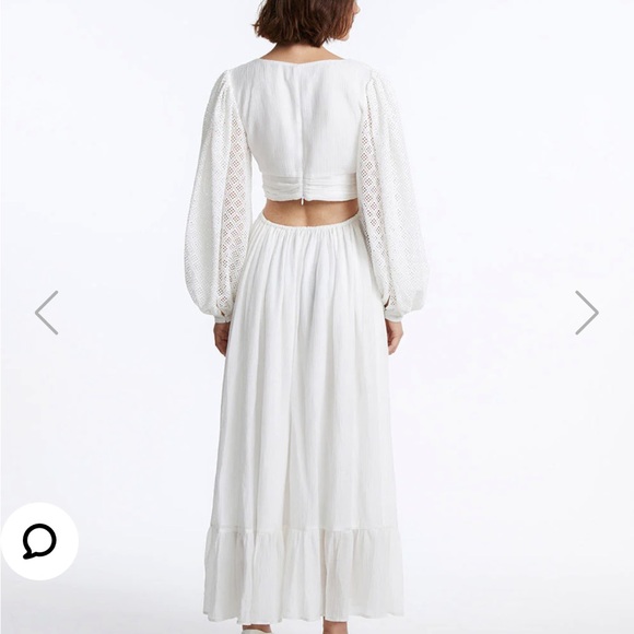 NWT Urban Revivo White Cut Out Ruffle Hem Dress - size Small - Picture 5 of 7